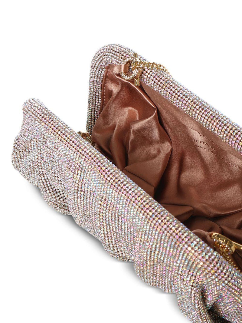 Benedetta Bruzziches Crystal-Studded Metal Mesh Clutch — Multicolor