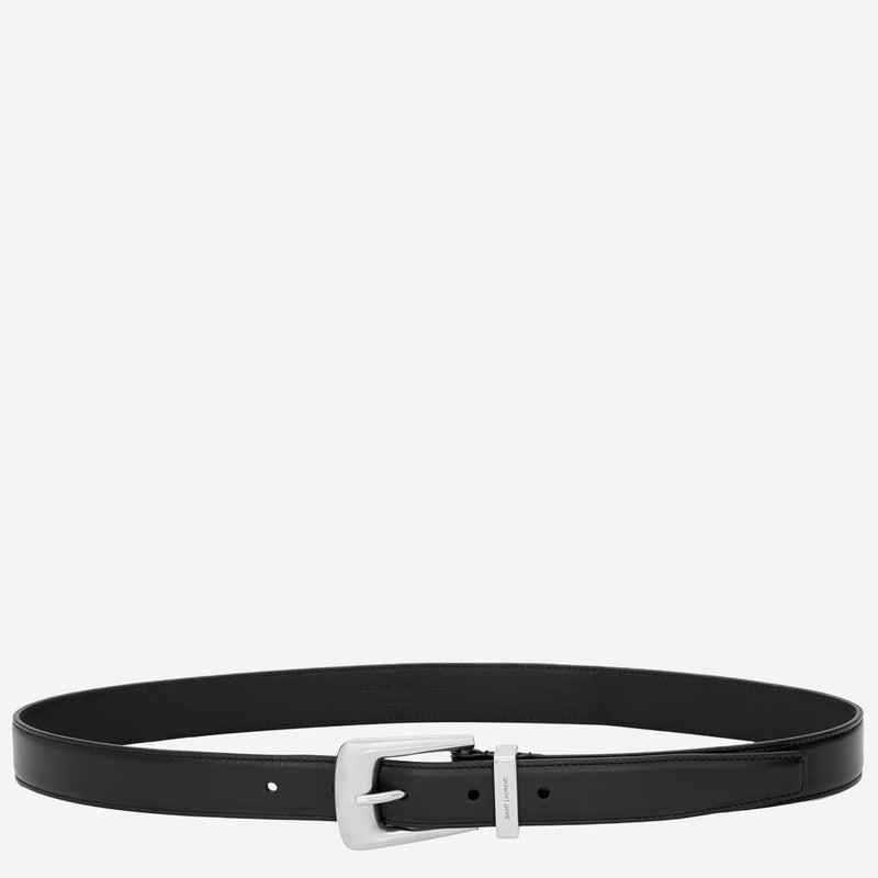 Saint Laurent Smooth Calfskin Leather Belt — Black