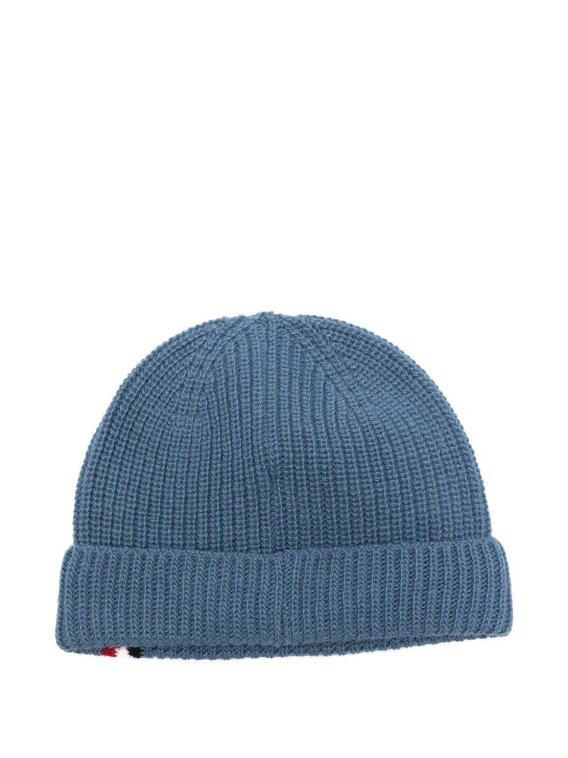 Moncler K29513b00013m1241 Logo-Embroidered Virgin Wool Beanie — Blue Beanies