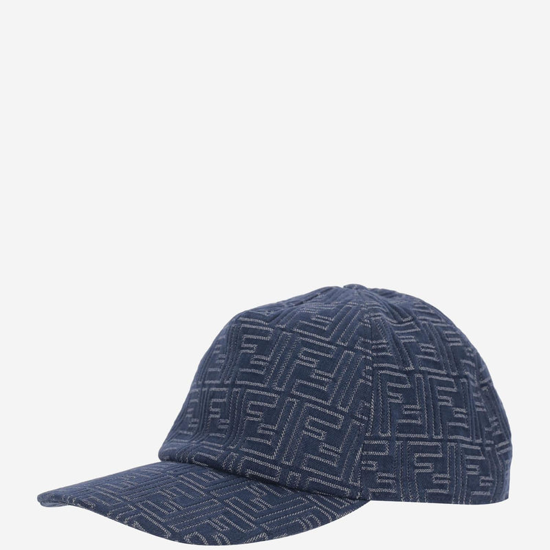 Fendi Fxq768 Ff-Embroidered Cotton Baseball Cap — Blue Caps