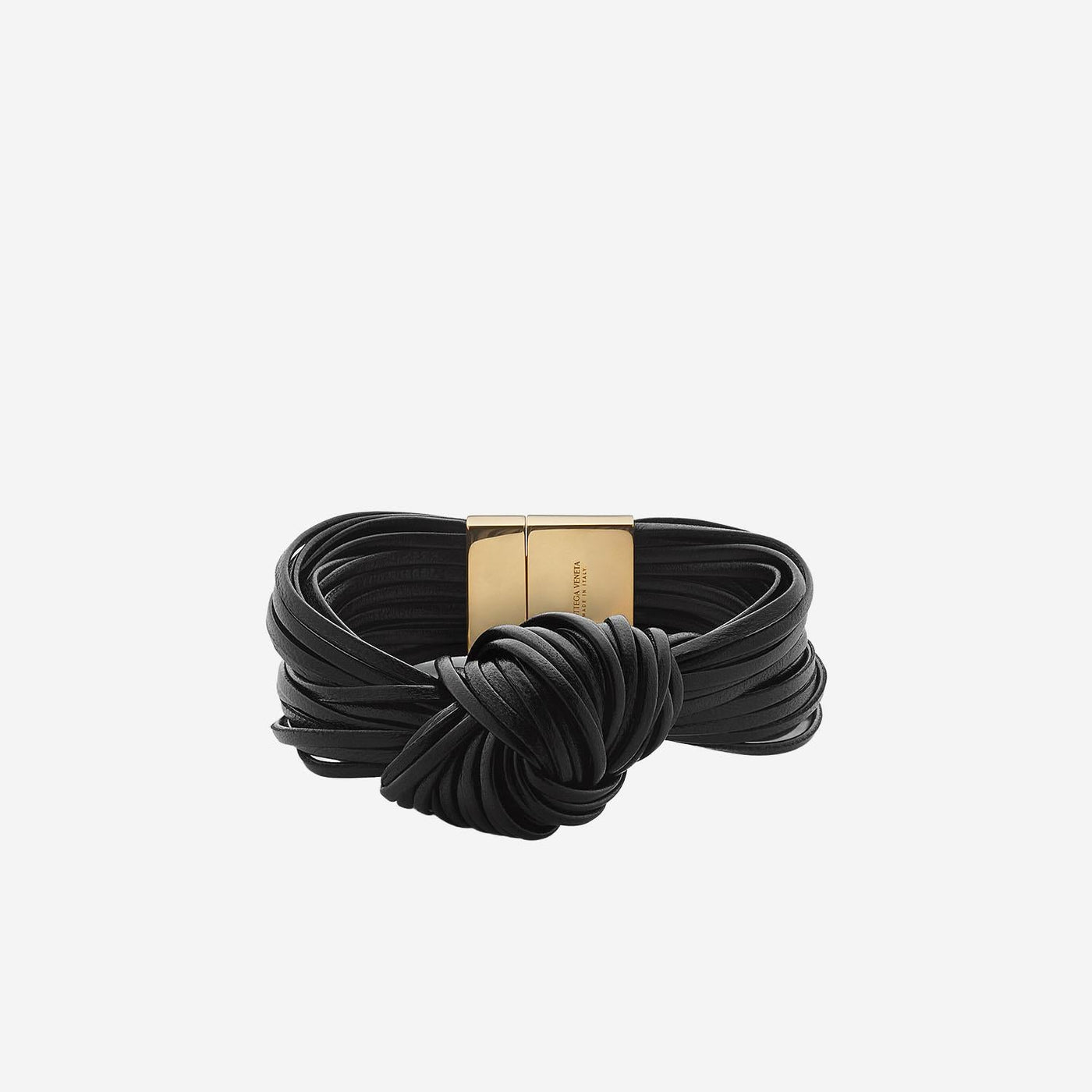 Bottega Veneta Leather Knot Bracelet — Black Lambskin Bracelets