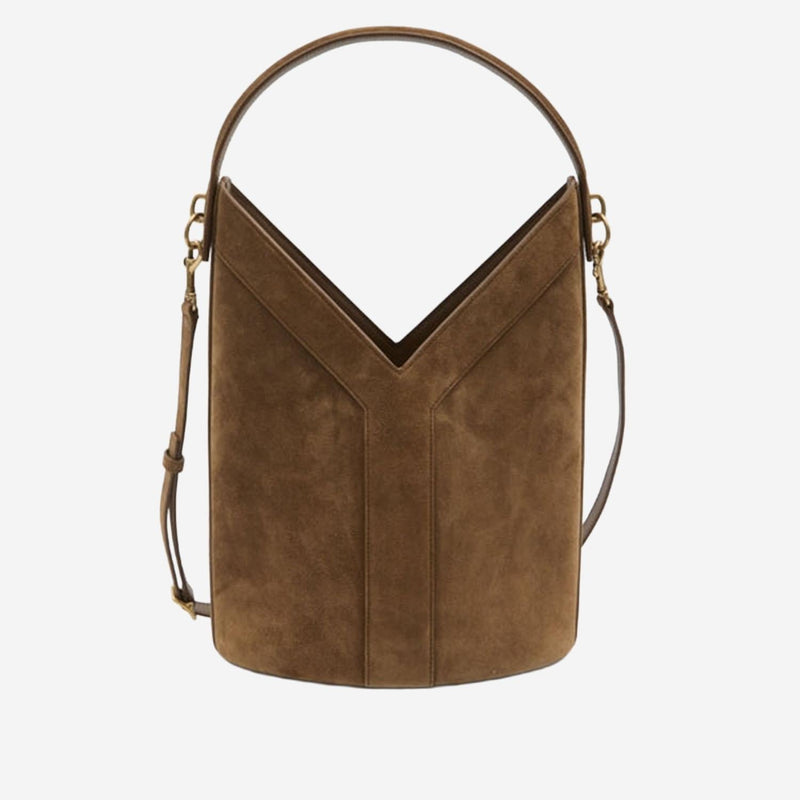 Saint Laurent Bucket Bag — Brown Suede