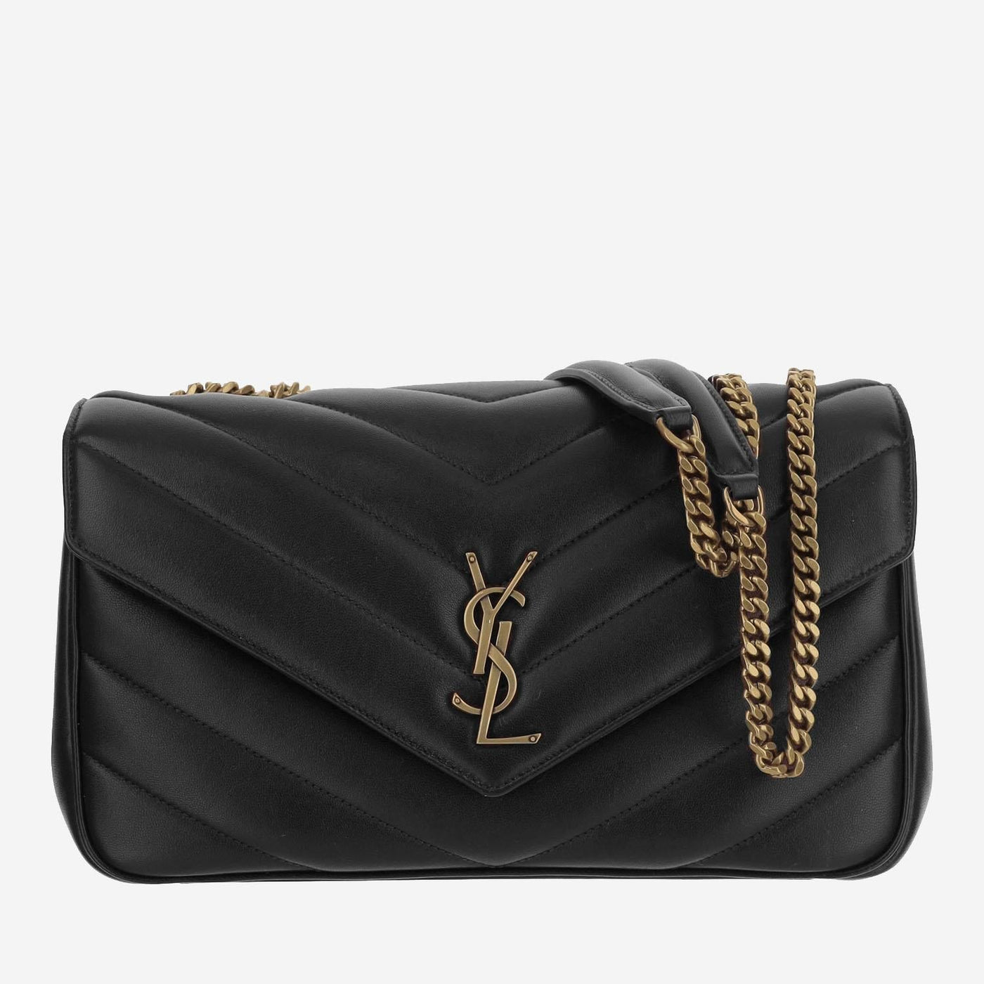 Saint Laurent Loulou Shoulder Bag — Black Lambskin