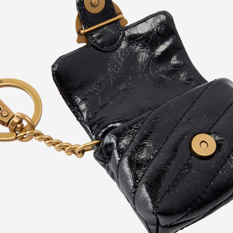 Pinko Quilted Calfskin Coin Purse — Black Leather Purses