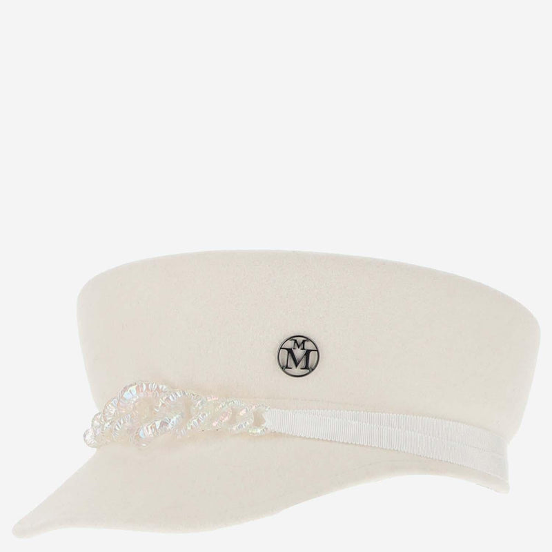 Maison Michel 110806001 Beret — White Rabbit Fur Felt Berets