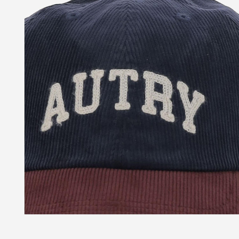 Autry Acpuq9bv Velvet Colorblock Baseball Cap — Navy Cotton Caps