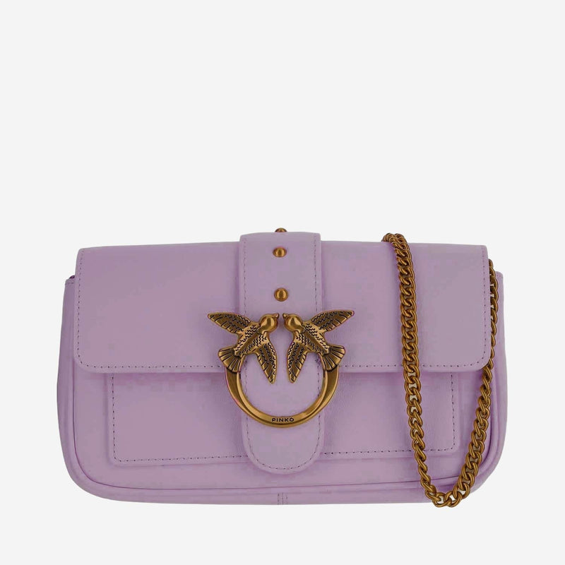 Pinko Love Shoulder Bag — Purple Leather