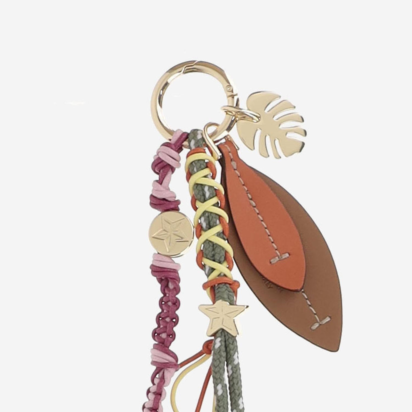 Cuba Lab Leather & Braided Fabric Keychain — Brown And Belt