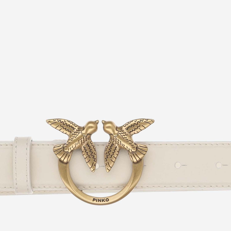 Pinko Love Berry Belt — White Leather