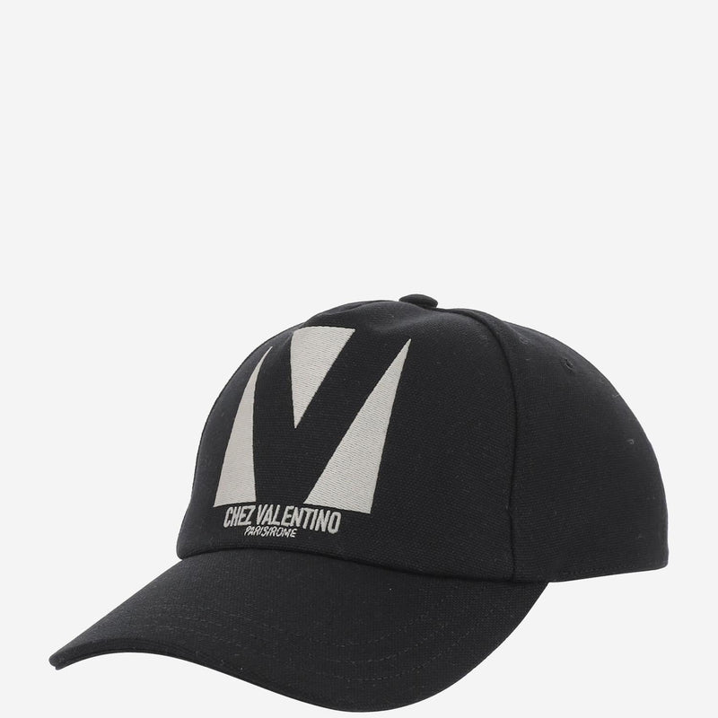 Valentino Garavani 6y2hda41wgj Embroidered Cotton Baseball Cap — Black Caps