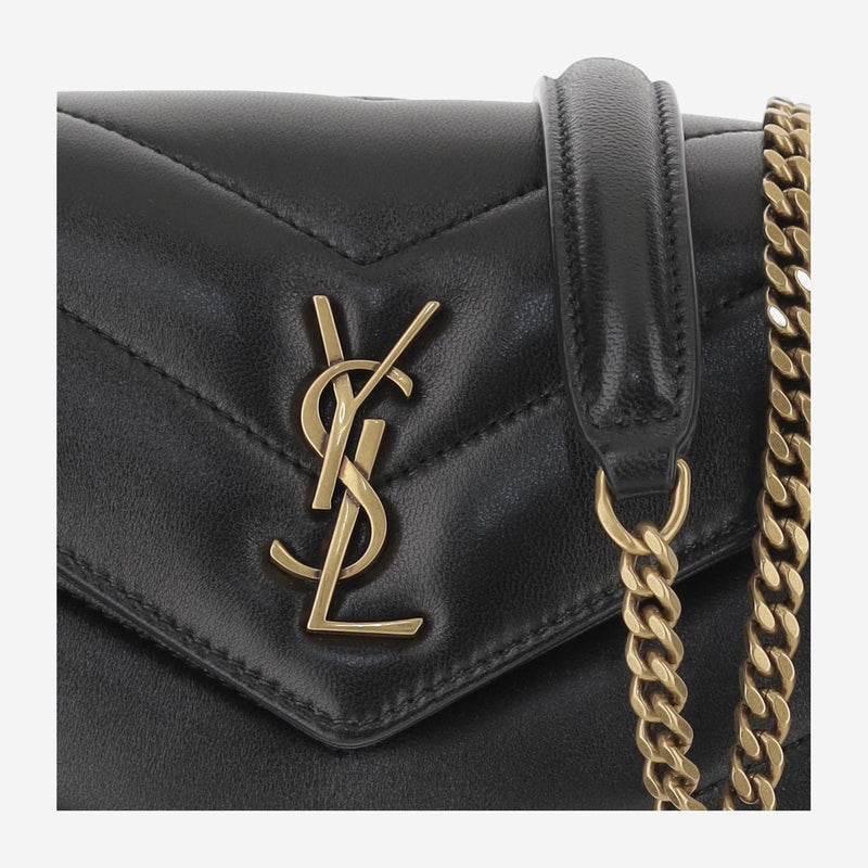 Saint Laurent Shoulder Bag — Black Lambskin Leather