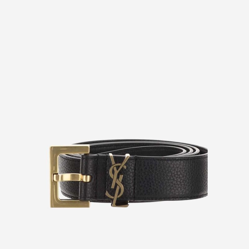 Saint Laurent Calfskin Leather Belt — Black