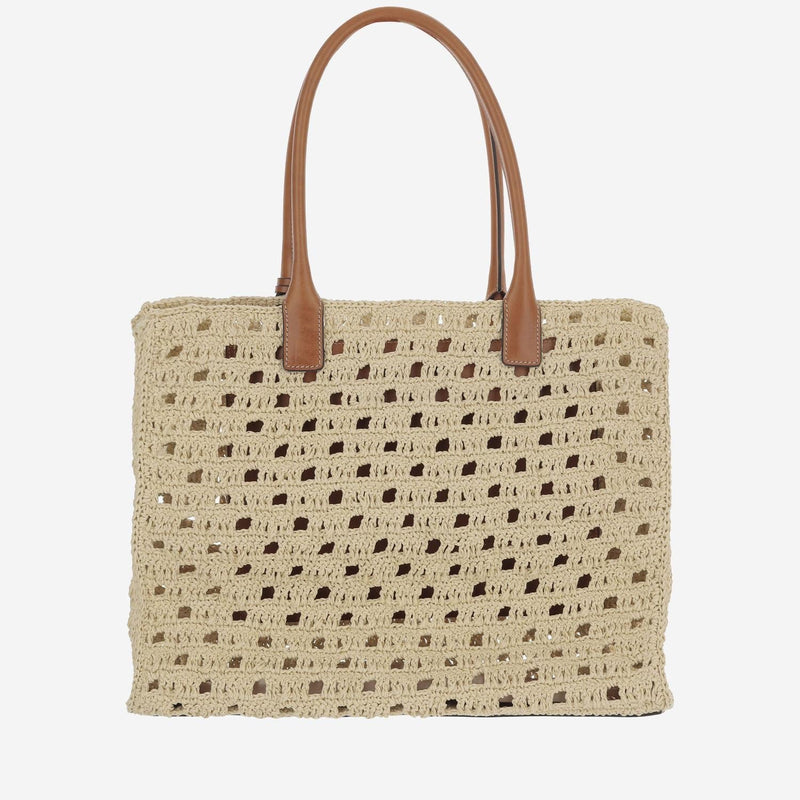 Versace Perforated Cotton Canvas Tote Bag — Beige