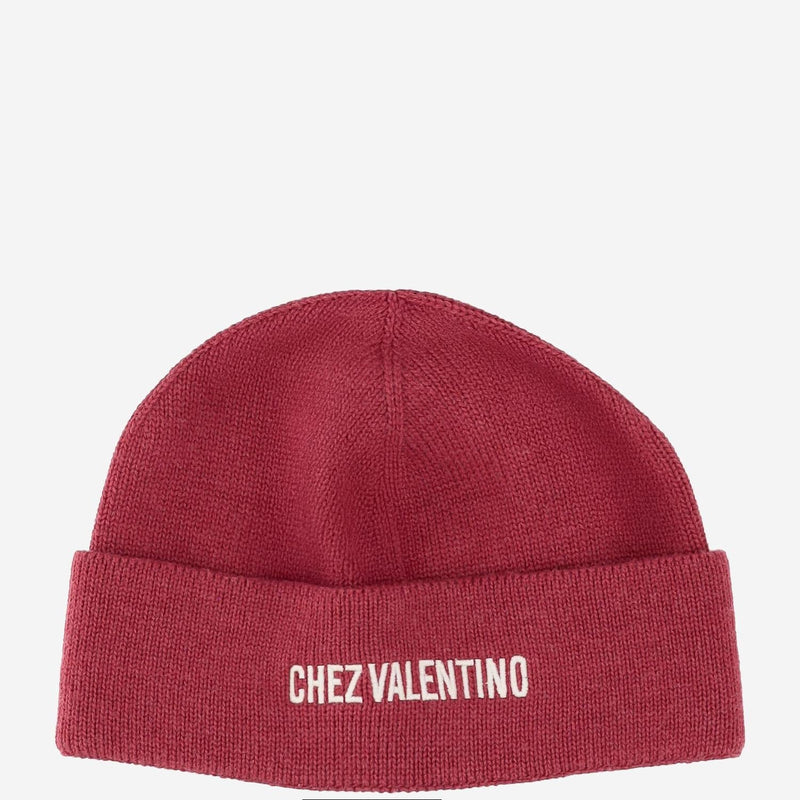 Valentino Garavani 7y2hb02r Logo-Embroidered Cotton-Wool Beanie — Red Beanies