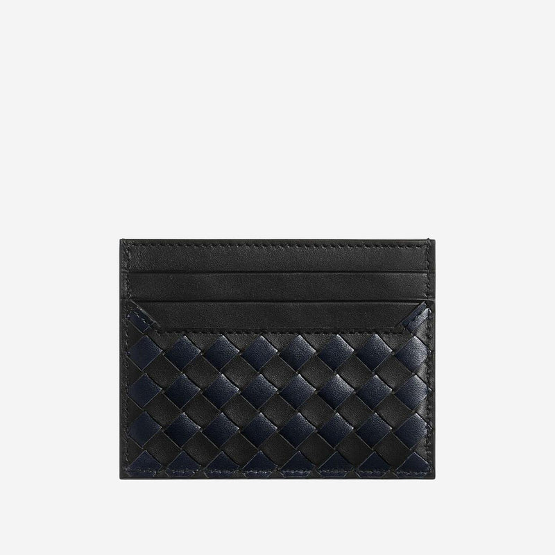 Bottega Veneta Woven Calfskin Card Case — Black Wallets & Cardholders