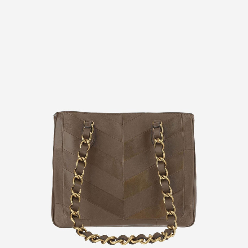 Valentino Garavani Chevron-Quilted Leather Shoulder Bag — Brown