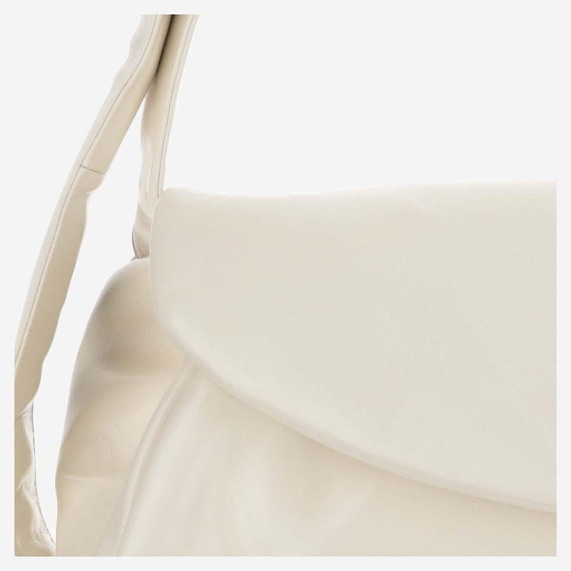 Jil Sander Cannolo Grande Shoulder Bag — White Leather