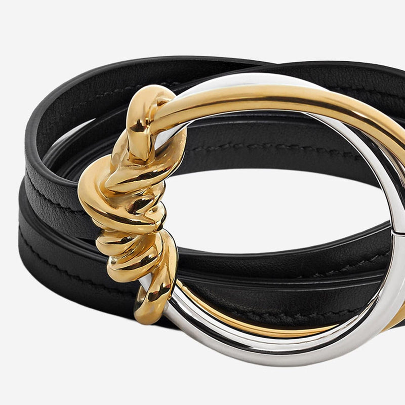 Bottega Veneta Knot Ring Belt — Black Calfskin