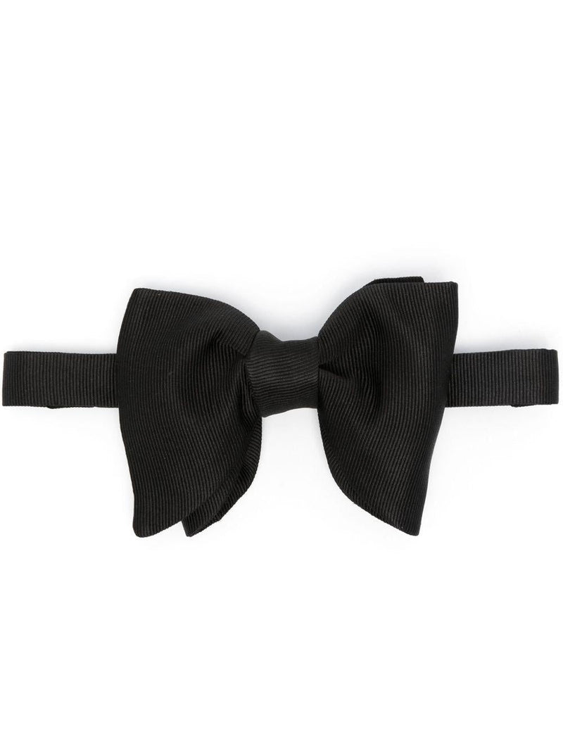 Tom Ford Silk With Grosgrain Trim Bow Tie — Black Ties