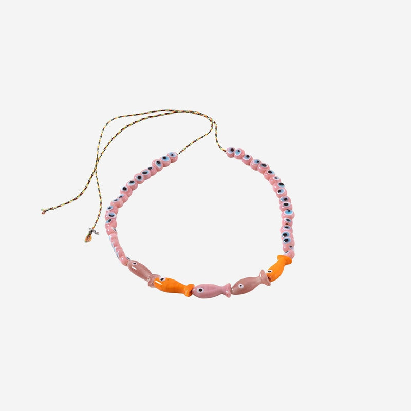 Sorbet Island Fabric And Glass Bead Necklace — Multicolor Necklaces