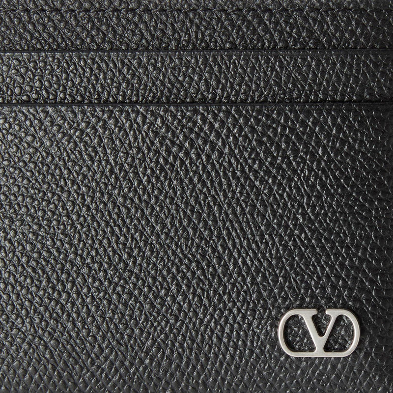 Valentino Garavani Grained Leather Card Case — Black Wallets & Cardholders