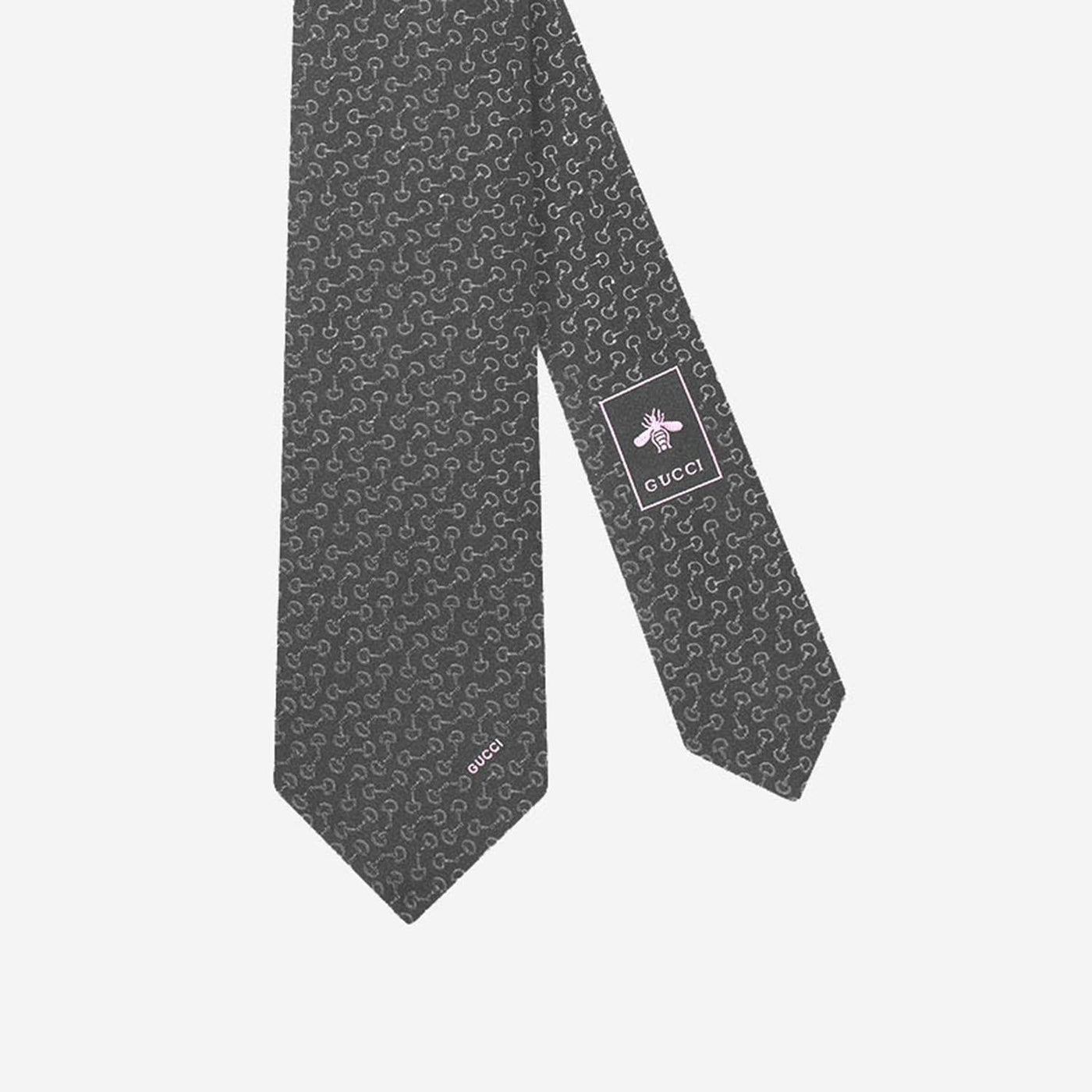 Gucci Jacquard Silk With Embroidery Necktie — Gray Neckties