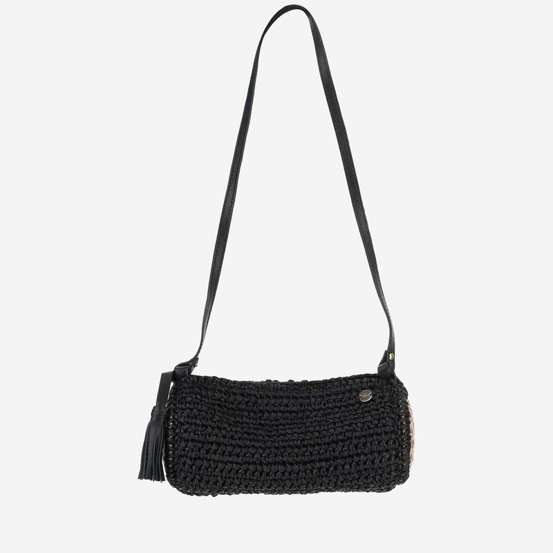 Filippo Catarzi Viscose And Straw Blend Shoulder Bag — Black