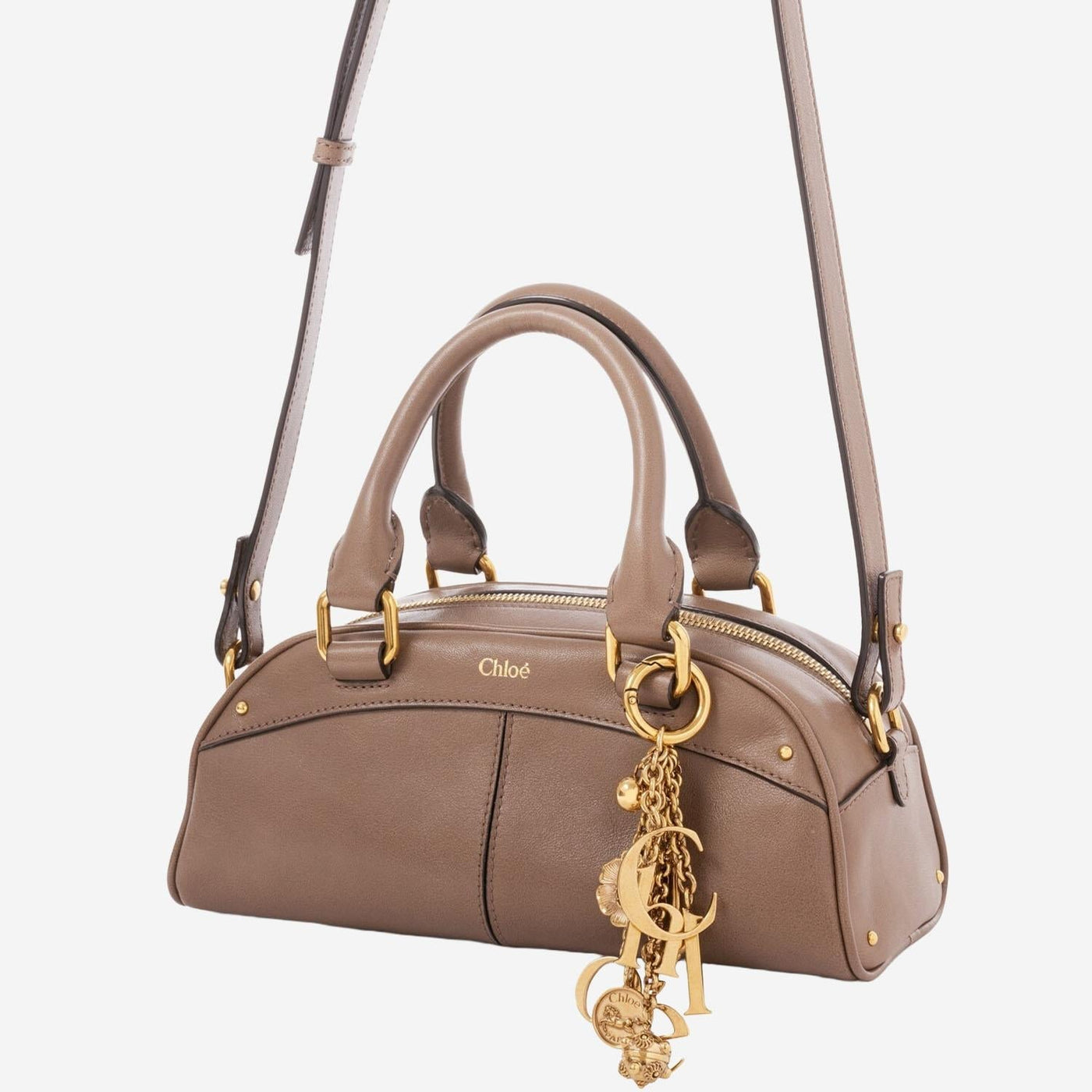 Chloé Soft Leather Bowling Shoulder Bag — Beige