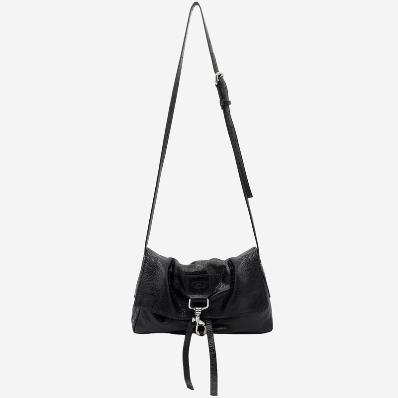 Radica Studio Hammered Nappa Leather Shoulder Bag — Black
