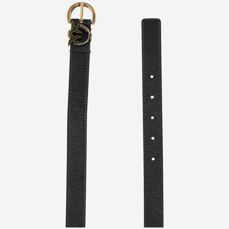 Pinko Logo Leather Belt — Black