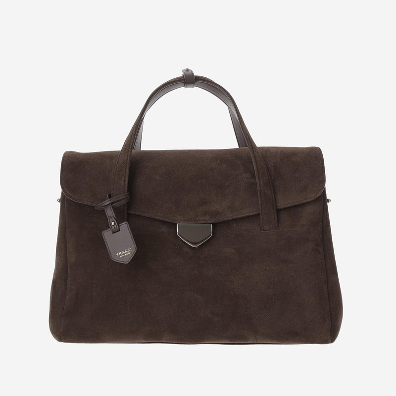 Franzi Milano Virginia Top Handle Bag — Brown Calfskin Leather