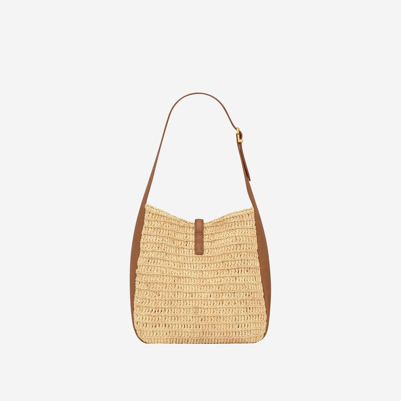 Saint Laurent Shoulder Bag — Beige Leather And Raffia