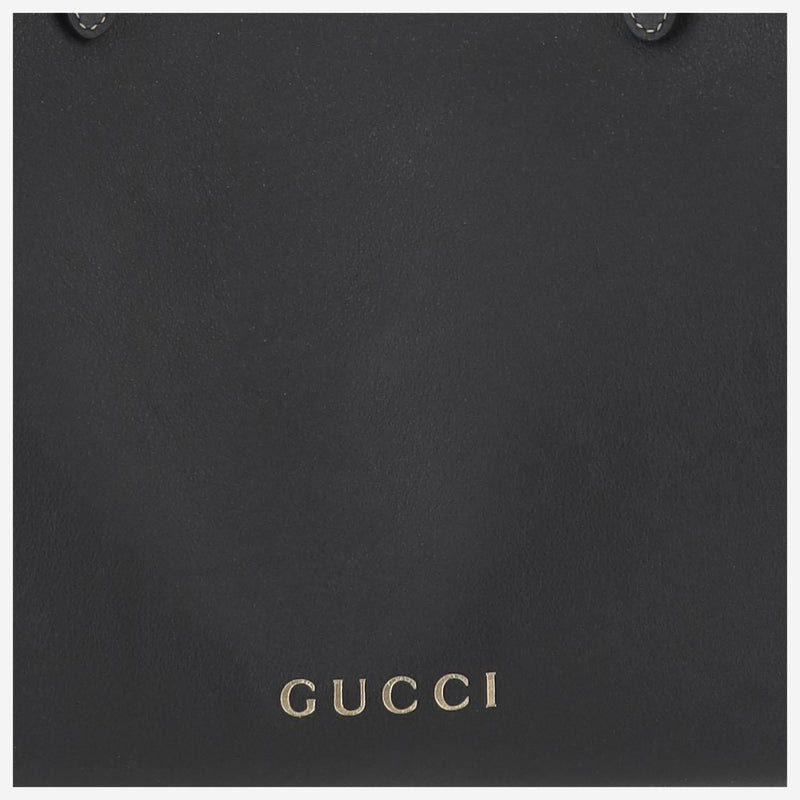 Gucci Gg Emblem Leather Shoulder Bag — Black