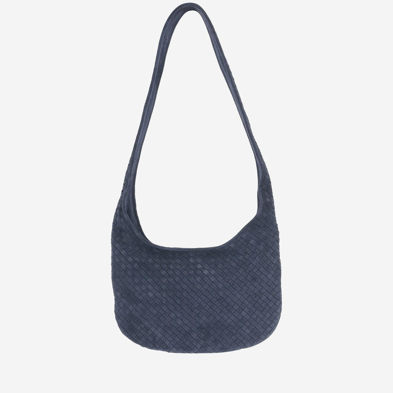 Bottega Veneta Interwoven Calfskin Shoulder Bag — Navy