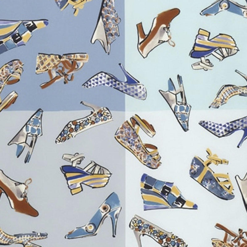 Ferragamo Genio Print Silk Scarf — Blue Scarfs