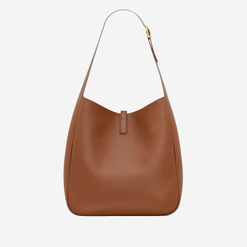Saint Laurent Hammered Leather Shoulder Bag — Brown