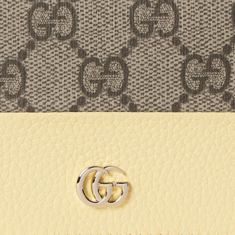 Gucci Two-Tone Gg Supreme Leather Wallet — Yellow & Purses