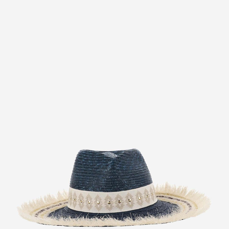 Ferruccio Vecchi 385981 Sun Hat — Navy Straw