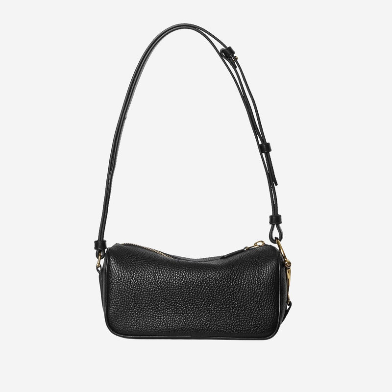 Gucci Half Horsebit Shoulder Bag — Black Leather