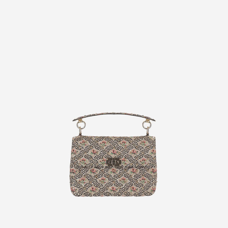 Valentino Garavani Shoulder Bag — Rose Gold Leather And Fabric