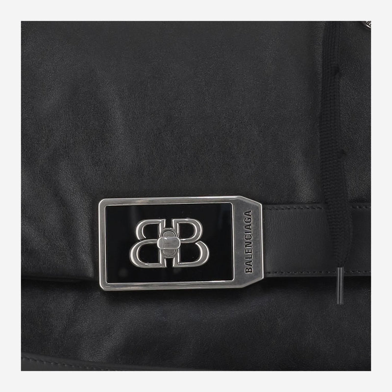 Balenciaga Modu Shoulder Bag — Black Leather
