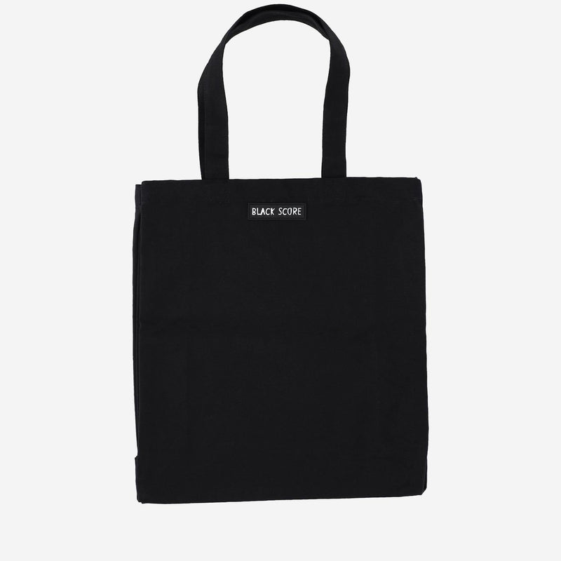 Black Score Graphic-Print Cotton Tote Bag —