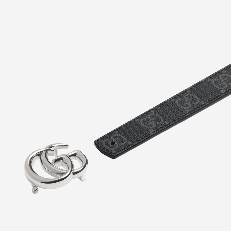 Gucci Gg Supreme Reversible Belt — Black Fabric