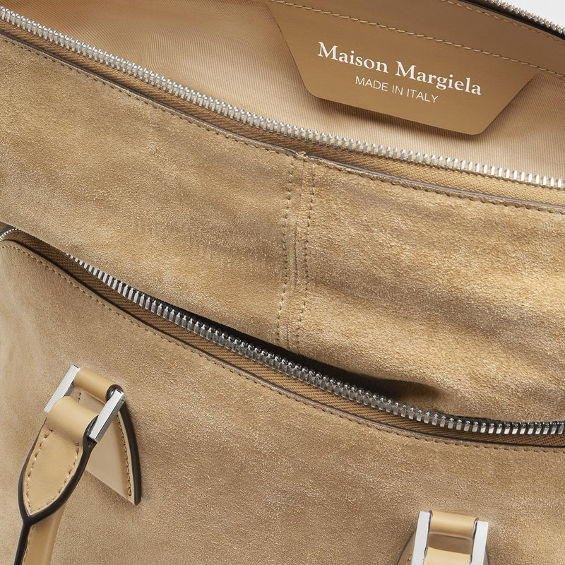 Maison Margiela Soft Cowhide Leather Top Handle Bag — Beige