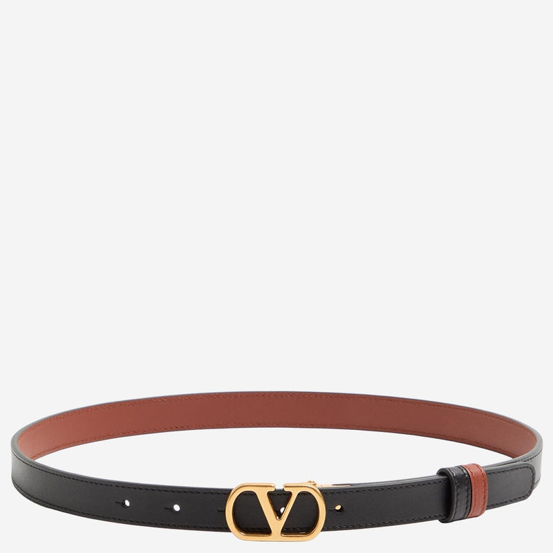 Valentino Garavani Vlogo Signature Leather Belt — Black Calf - Bos Taurus