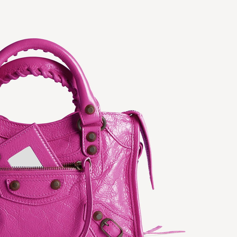 Balenciaga Top Handle Bag — Purple Lambskin Leather