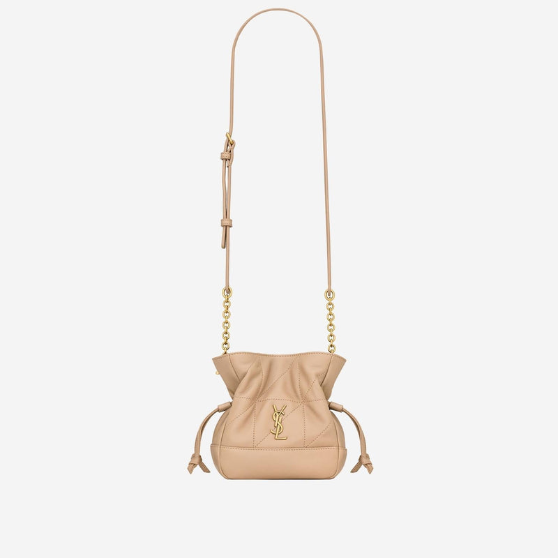 Saint Laurent Cassandre Shoulder Bag — Beige Leather