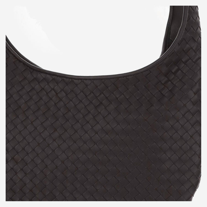 Bottega Veneta Intricately Woven Leather Shoulder Bag — Brown