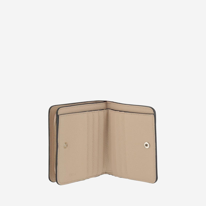 Chloé Alphabet Compact Wallet — Beige Leather & Purses