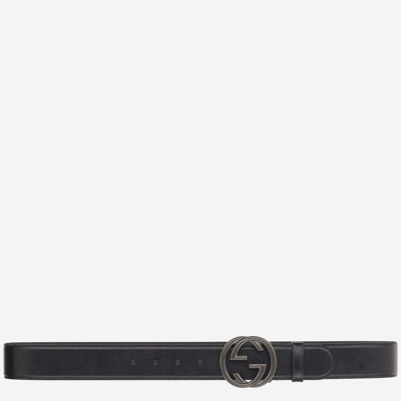 Gucci Gg Buckle Calfskin Belt — Black